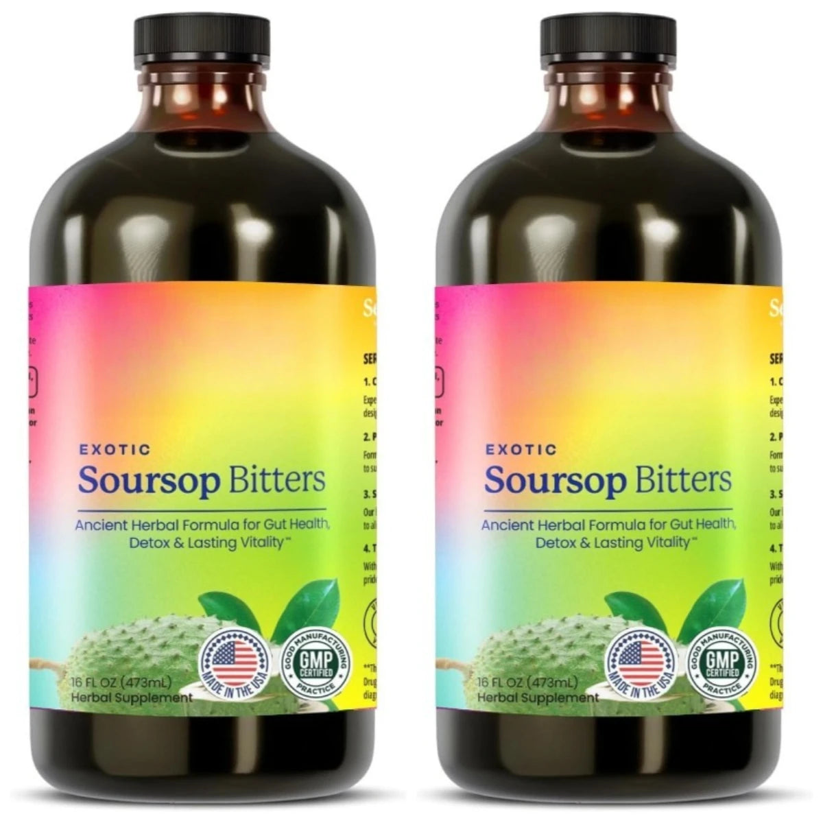Herbal Soursop Bitters Liquid Supplement,Black Seed Moringa Irish Moss Drops for Gut Digestive Wellness Immune 16 Fl Oz(473ml)