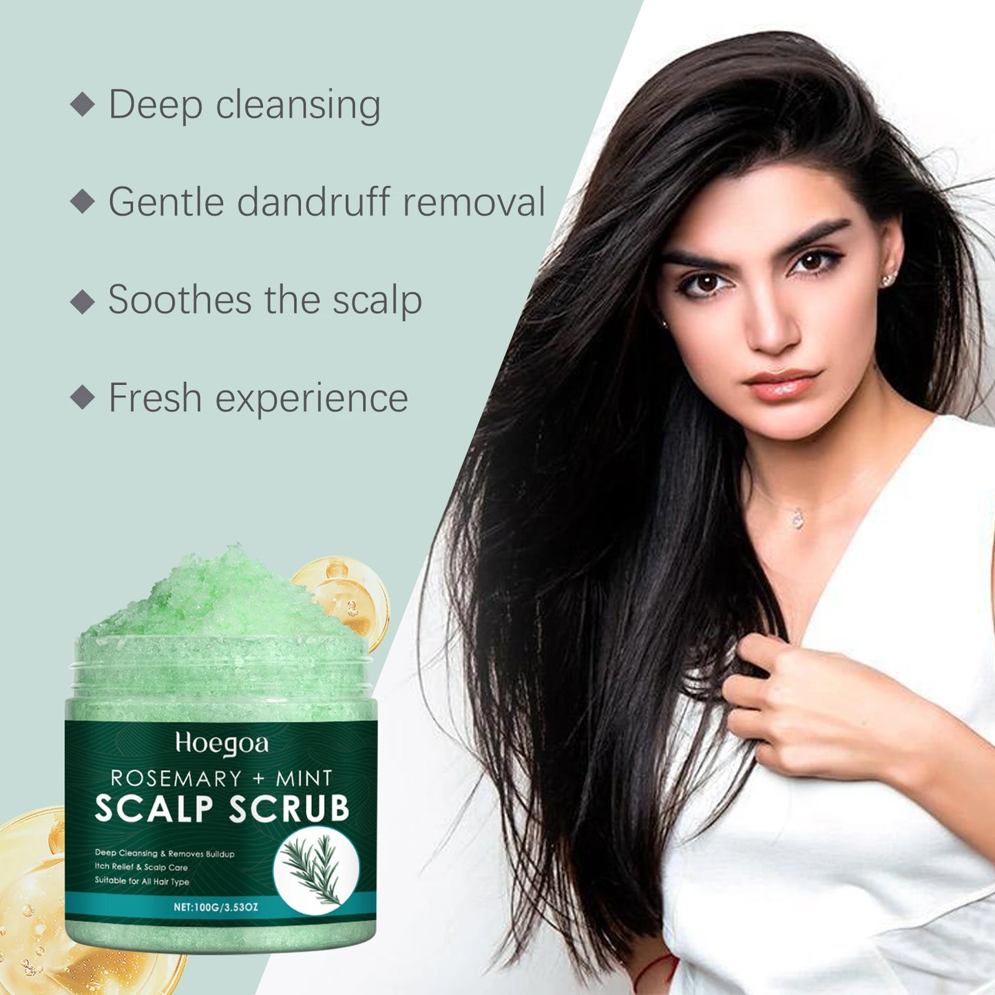 Scalp Scrub Exfoliator With Massage Brush Peppermint Rosemary & Sea Salt For Oil Control Dandruff Deep Cleansing Refreshing Set
