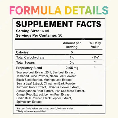 Herbal Soursop Bitters Liquid Supplement,Black Seed Moringa Irish Moss Drops for Gut Digestive Wellness Immune 16 Fl Oz(473ml)