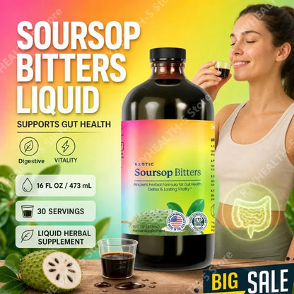 Herbal Soursop Bitters Liquid Supplement,Black Seed Moringa Irish Moss Drops for Gut Digestive Wellness Immune 16 Fl Oz(473ml)