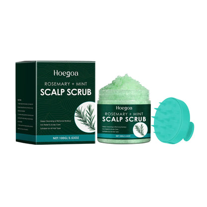 Scalp Scrub Exfoliator With Massage Brush Peppermint Rosemary & Sea Salt For Oil Control Dandruff Deep Cleansing Refreshing Set