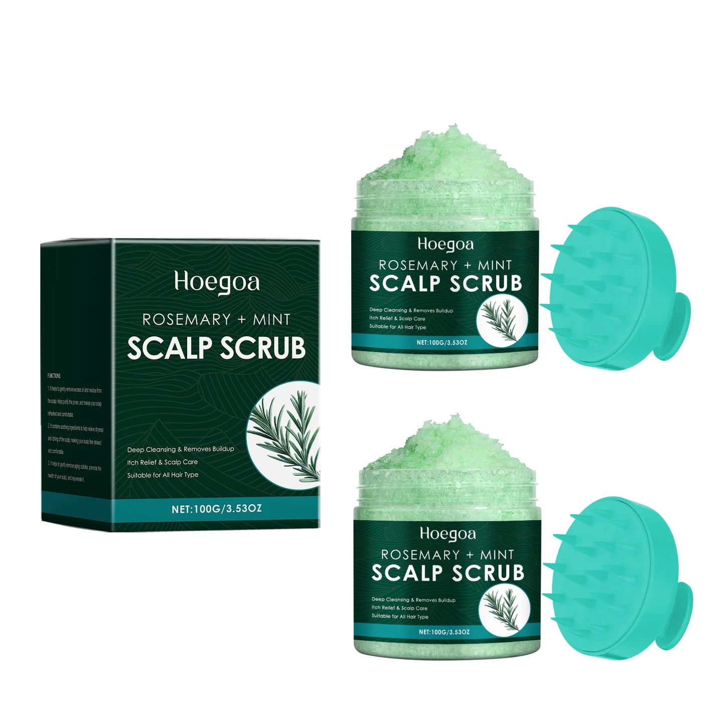 Scalp Scrub Exfoliator With Massage Brush Peppermint Rosemary & Sea Salt For Oil Control Dandruff Deep Cleansing Refreshing Set