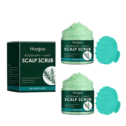 Scalp Scrub Exfoliator With Massage Brush Peppermint Rosemary & Sea Salt For Oil Control Dandruff Deep Cleansing Refreshing Set
