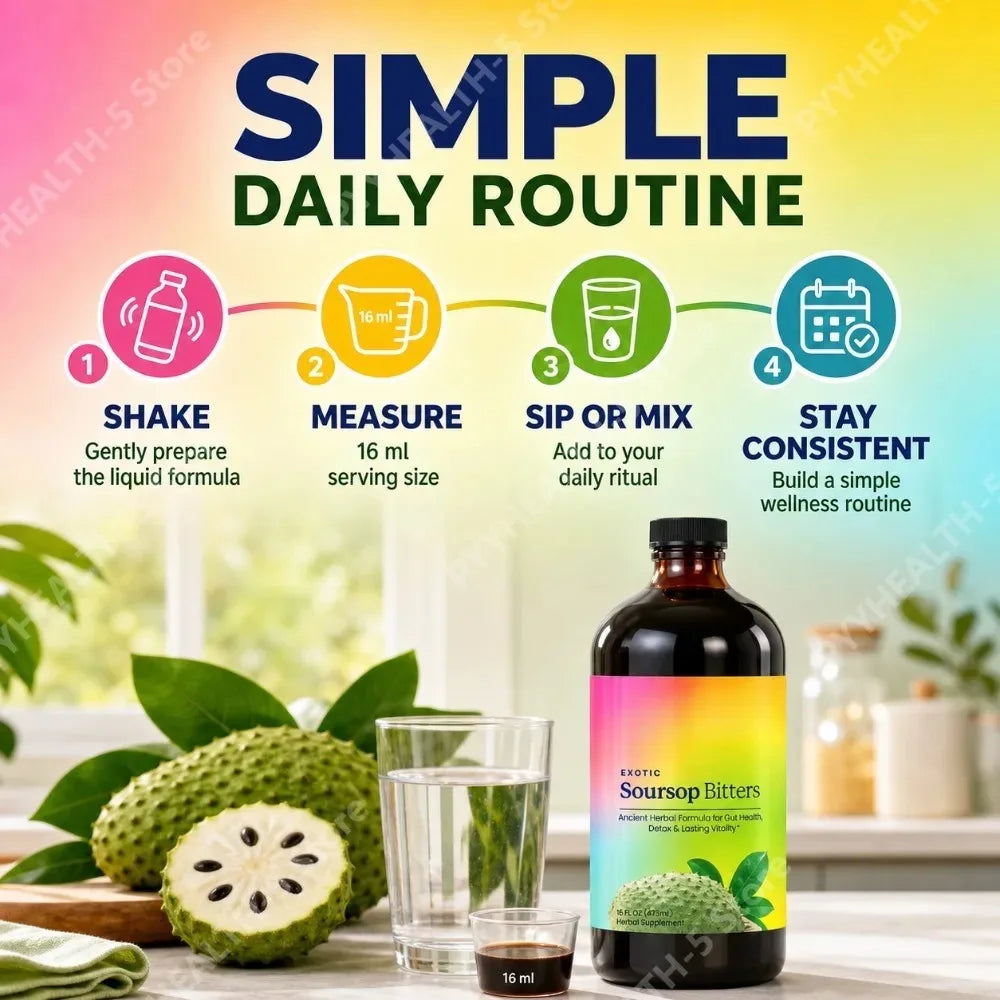 Herbal Soursop Bitters Liquid Supplement,Black Seed Moringa Irish Moss Drops for Gut Digestive Wellness Immune 16 Fl Oz(473ml)